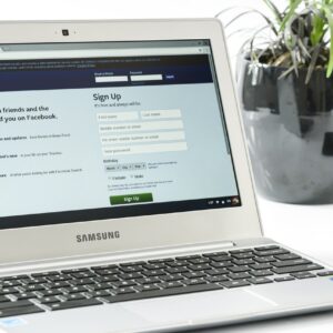 facebook login, office, laptop